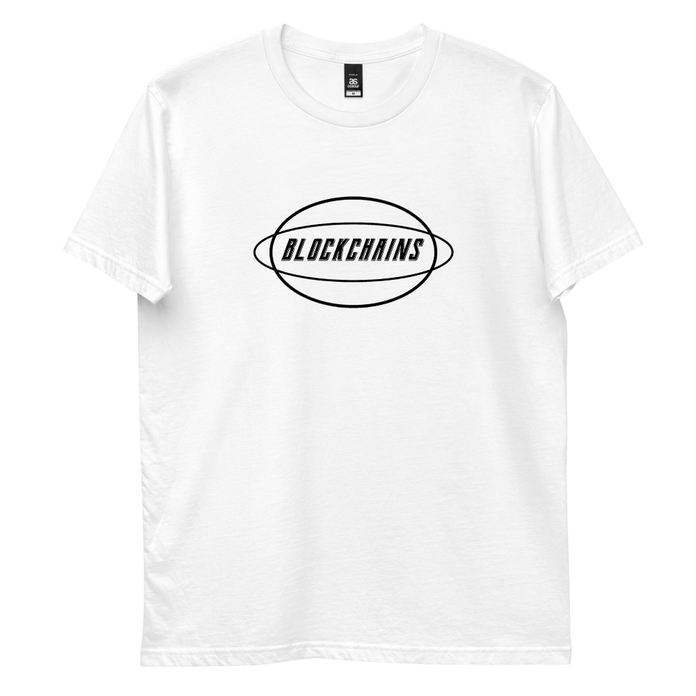 WEH0DL Blockchains Classic T Shirt WHITE – FRONT GRAPHIC FIRST VIEW