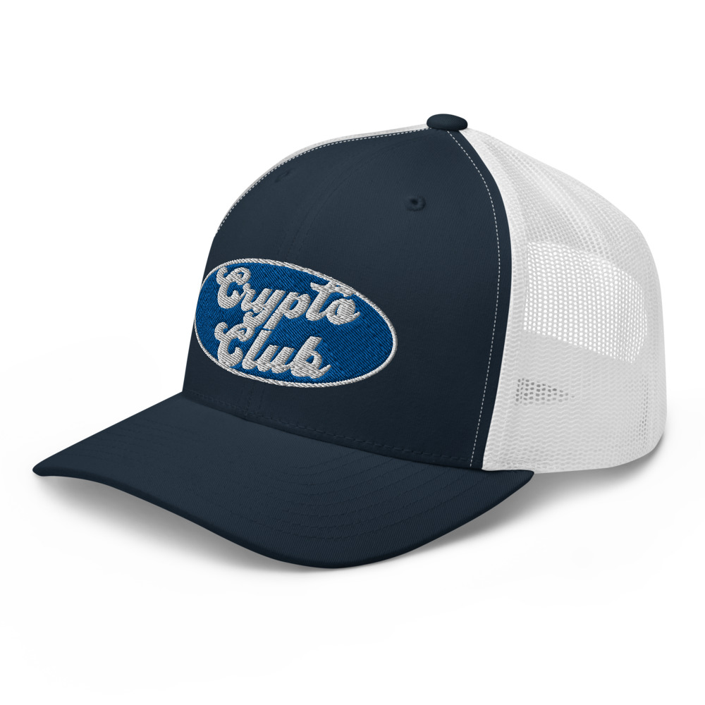 WEH0DL Crypto Club Trucker Cap – NAVY AND WHITE 2